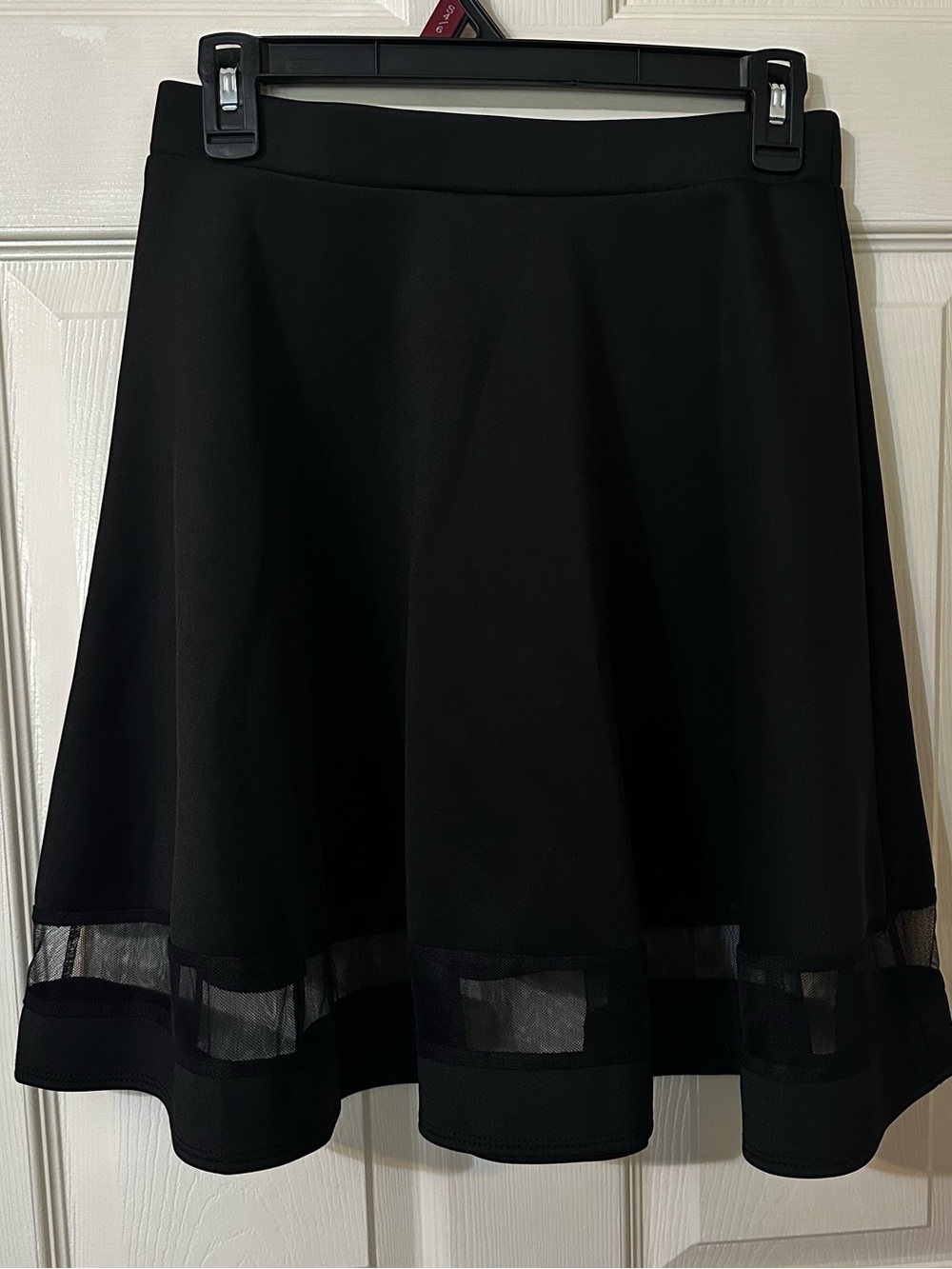 Black A-Line Skirt with Sheer Hem - Women